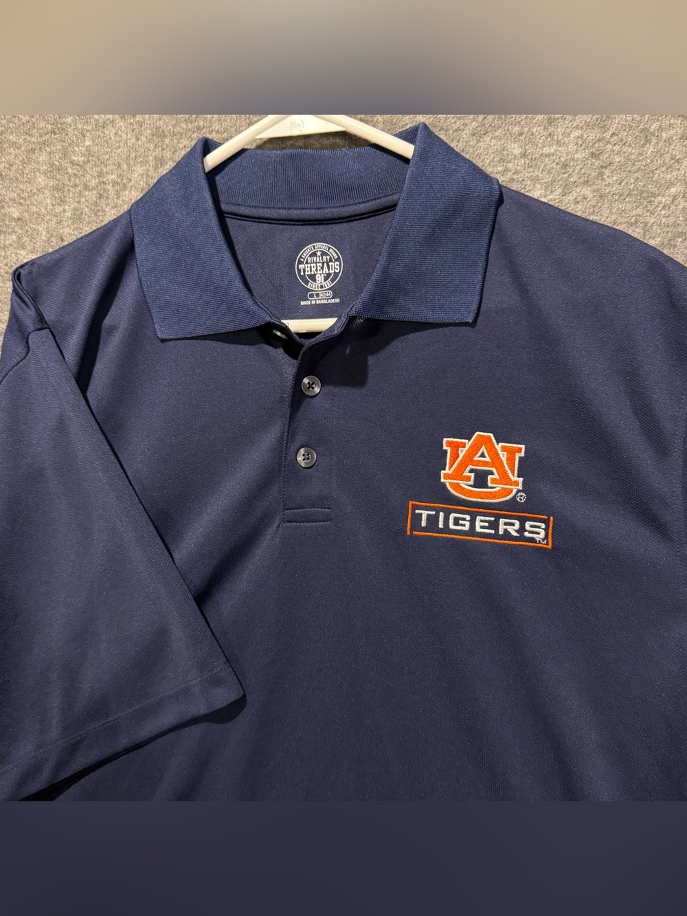 Auburn Tigers Polo Shirt Mens L 42/44 Navy Blue Rivalry Threads Performance NWT